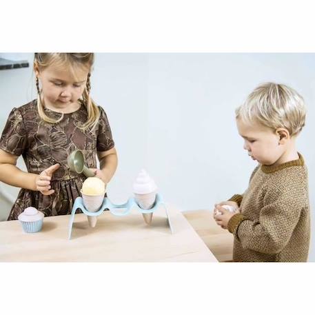 Jouet bioplastique - DANTOY - Coffret de cupcake et créme glacée - 8 pièces - Multicolore - 90% Canne à sucre BEIGE 3 - vertbaudet enfant 