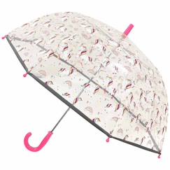 -Parapluie cloche enfant transparent, Licorne Multicolore Longueur 67 cm, Diamètre 71 cm