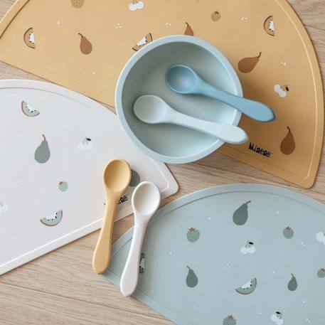 Set de table en silicone alimentaire - MINENE - Fruits - Anti-dérapant - Bébé - Beige BEIGE 2 - vertbaudet enfant 