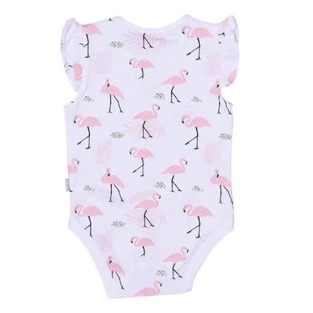 Body bébé sans manches en coton bio, Flamants roses BLANC 2 - vertbaudet enfant 