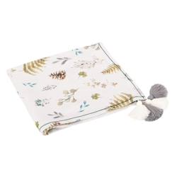 Linge de maison et décoration-Linge de lit bébé-Maxi lange couverture  à pompons en bambou - Natura Blanc 120 x 100 cm