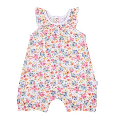 Combishort bébé fille en coton bio, Fleurs BLANC 1 - vertbaudet enfant 