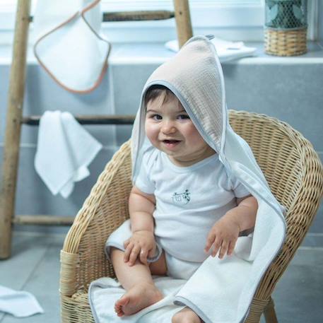 Cape de bain en gaze de coton - SEVIRA KIDS - Jeanne Beige - 0 mois - Naissance - Bébé - 75 cm x 75 cm BEIGE 3 - vertbaudet enfant 