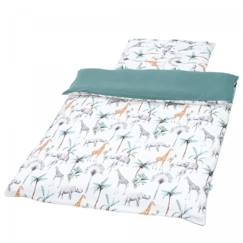 Linge de maison et décoration-Linge de lit bébé-Parure de lit bébé en coton - SEVIRA KIDS - Safari - 120 x 150 cm - Blanc