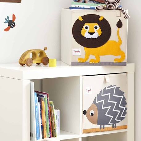 Boîte de rangement pour jouets - Lion - 3 SPROUTS - Toile de coton et feutrine polyester - 33 cm x 33 cm - Blanc BLANC 2 - vertbaudet enfant 