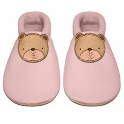 Chaussures-Chaussons bébé en cuir souple - SEVIRA KIDS - OURSON - Rose - Bébé - Matériaux écologiques