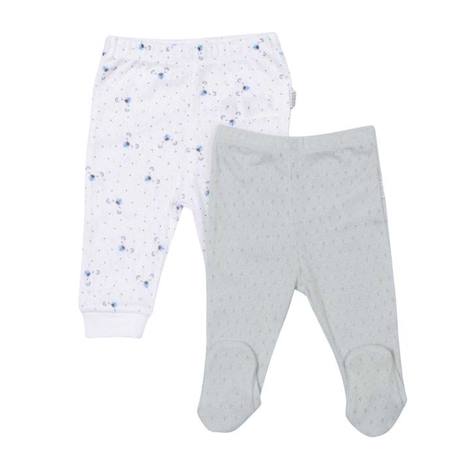 Set de 2 pantalons bébé en coton bio, LÉON Gris / Blanc  - vertbaudet enfant