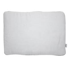 -Oreiller plat en gaze de coton - SEVIRA KIDS - Jeanne - Gris clair - 60 x 40 cm - Prêt à dormir