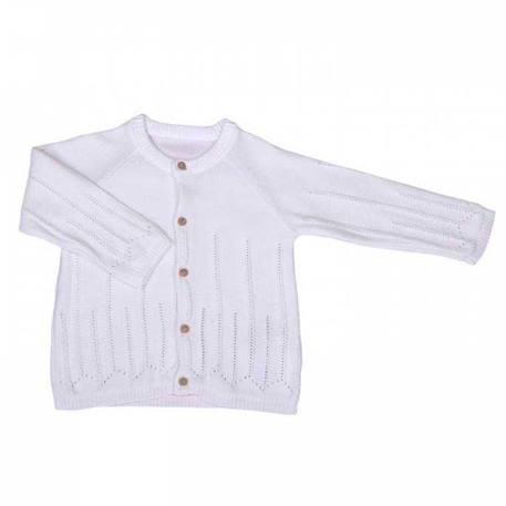 Bébé-Pull, gilet, sweat-Gilet-Gilet bébé en tricot de coton bio UNA Écru
