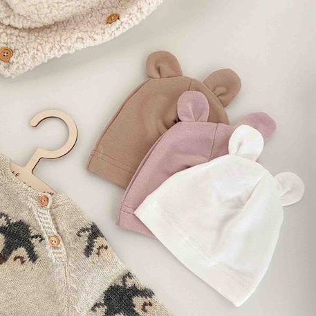 Sevira Kids - Bonnet ourson bébé en bambou Uni - Rose clair - 0/3 mois 0 - 3 mois Rose Clair BLANC 4 - vertbaudet enfant 