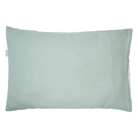 Sevira Kids - Taie d'oreiller en coton réversible Safari - Vert de gris - 35 x 40 cm MULTICOLORE 3 - vertbaudet enfant 