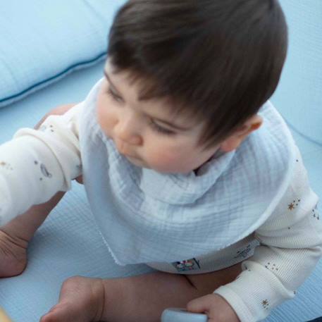 Sevira Kids - Bavoir bandana en coton Bleuet - Multicolore - Dès la naissance BLANC 4 - vertbaudet enfant 