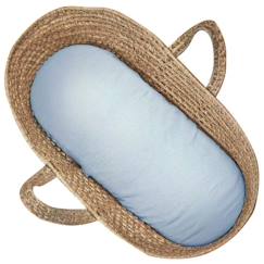 Linge de maison et décoration-Linge de lit bébé-Drap housse couffin ovale en gaze de coton - SEVIRA KIDS - Jeanne Bleu - 100% Made in France - Taille 30x70cm