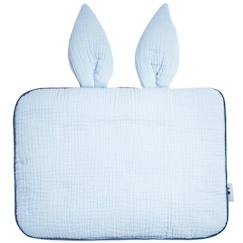 -Oreiller plat lapin en gaze de coton - SEVIRA KIDS - Jeanne Bleu TU - Nomade - Confortable - Design original