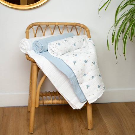 Cape de bain en coton et bambou pour bébé - Sevira Kids - Collection Bleuet BLANC 3 - vertbaudet enfant 