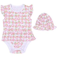 Body robe et chapeau en coton bio, Fraise  - vertbaudet enfant