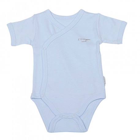 Body Kimono en coton biologique - Basic manches courtes BEIGE+BLEU 4 - vertbaudet enfant 