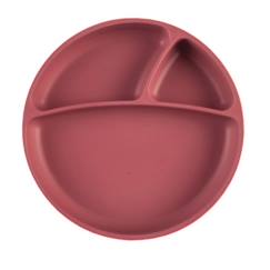 Puériculture-Repas-Assiette bébé à ventouse en silicone - SEVIRA KIDS - Terracotta - 3 compartiments - 100% silicone alimentaire