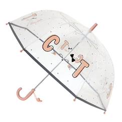 -Parapluie cloche enfant transparent à pois, Chat Multicolore Longueur 67 cm, Diamètre 71 cm