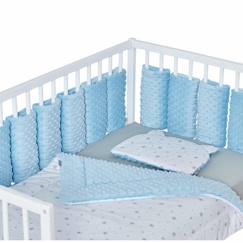 Linge de maison et décoration-Linge de lit bébé-Tour de lit modulable en minky extra doux - SEVIRA KIDS - MINKY Bleu - Pour lit bébé de 60x120 ou 70x140 cm