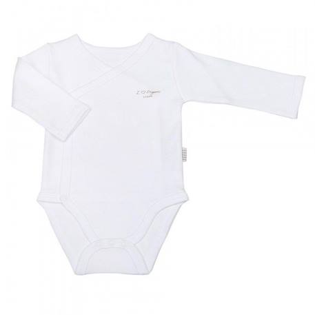 Body Kimono en coton biologique - Basic manches longues BLANC+ROSE 1 - vertbaudet enfant 