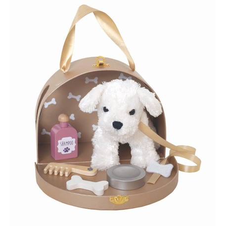 Peluche chien avec sac de transport et accessoires en bois BLANC 2 - vertbaudet enfant 