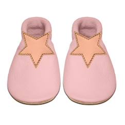 Chaussures-Chaussures bébé 17-26-Premiers pas 17-23-Chaussons bébé en cuir souple - SEVIRA KIDS - ETOILE - Gris - Bébé - Matériaux écologiques