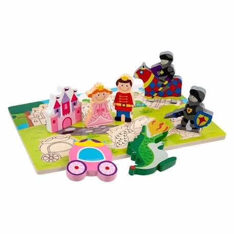 Puzzle en bois junior Princesse Tooky Toy - 7 pièces - Multicolore BLANC 3 - vertbaudet enfant 