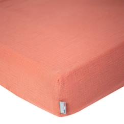 Linge de maison et décoration-Linge de lit bébé-Drap housse uni en gaze de coton Terracotta 60x120