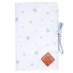 -Sevira Kids - Protège carnet de santé bébé en coton Stella - Blanc - Ouvert : 24 x 34 cm  / Fermé : 17 x 32 cm
