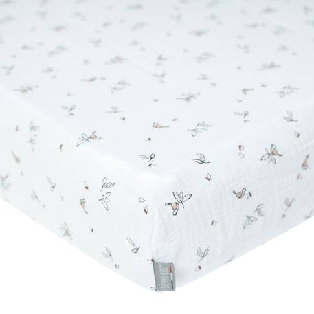 Sevira Kids - Drap-housse en gaze de coton Melody - Multicolore - 60x120 BLANC 1 - vertbaudet enfant 