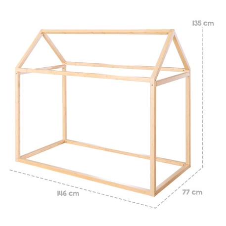 Lit Cabane 70 x 140 cm pour Enfants ROBA - Bambou Certifié FSC - Lit Montessori au Sol pour Garçon et Fille - Finition Naturelle MARRON 4 - vertbaudet enfant 