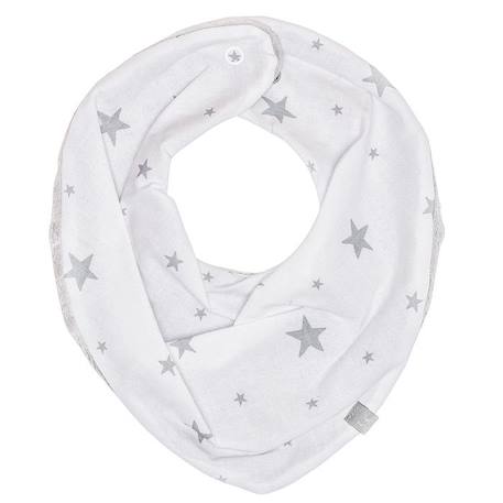 Bébé-Bandana cache-cou réversible - STELLA - Blanc / Gris