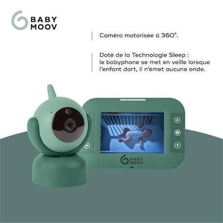 Babymoov Babyphone vidéo YOO Twist - Caméra motorisée avec vue à 360° - Technologie Sleep - Vision nocturne VERT 4 - vertbaudet enfant 