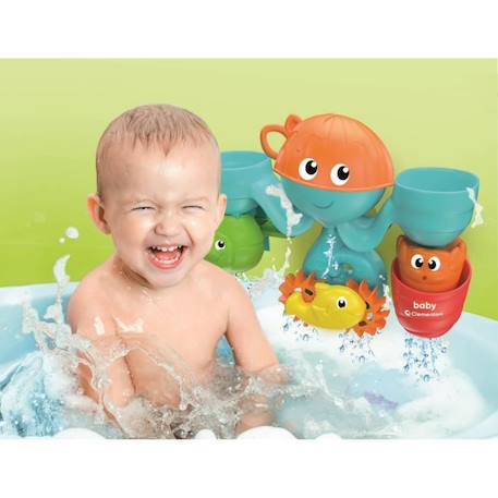 Jouet bain bébé - Clementoni - Mon centre d'activités aquatiques - Pieuvre et animaux activés par l'eau BLEU 2 - vertbaudet enfant 