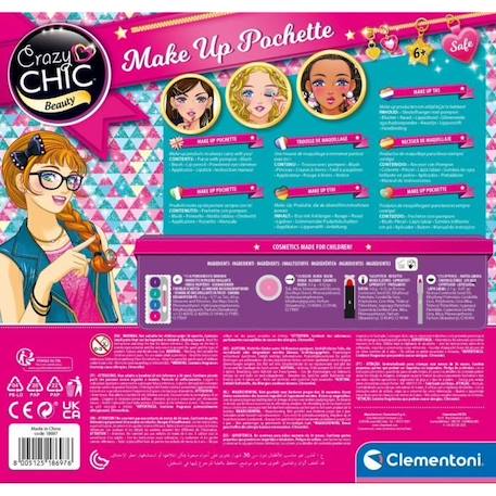 Trousse de Maquillage Lavable en Tissu pour Enfant - Clementoni Crazy Chic - Contient 5 Produits de Maquillage BLANC 4 - vertbaudet enfant 