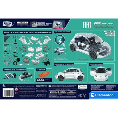 Clementoni - Coffret de construction Fiat 500 électrique - Application dispoonible - Fabriqué en Italie BLANC 3 - vertbaudet enfant 