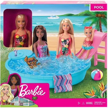Barbie - Barbie et Sa Piscine - Coffret Poupée Mannequin - 3 ans et + BLEU 5 - vertbaudet enfant 