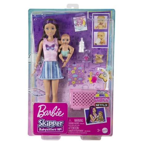 Coffret Skipper Bebe Au Lit - Barbie - Playset Poupée - 3 Ans Et + ROSE 6 - vertbaudet enfant 