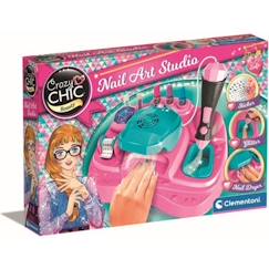 Jouet-Jeux éducatifs-Clementoni - Nail art studio - Machine à paillettes + sècheuse vernis - Vernis inclus