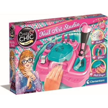 Clementoni - Nail art studio - Machine à paillettes + sècheuse vernis - Vernis inclus ROSE 1 - vertbaudet enfant 