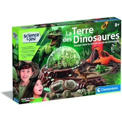 -Clementoni - Sciences et jeu - Le monde des dinosaures - Terrarium à créer + 3 figurines dinosaures - Fabriqué en Italie