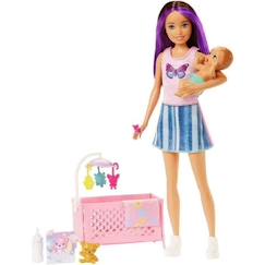 Jouet-Poupons et poupées-Poupons et accessoires-Coffret Skipper Bebe Au Lit - Barbie - Playset Poupée - 3 Ans Et +