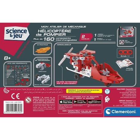 Clementoni - Science et Jeu - Mon atelier mécanique - Hélicoptère de pompiers à construire - Dès 8 ans - Fabriqué en Italie BLANC 4 - vertbaudet enfant 