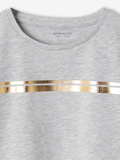 T-shirt de sport Basics fille rayures irisées placées anthracite+gris chiné 6 - vertbaudet enfant 