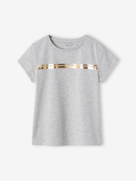 T-shirt de sport Basics fille rayures irisées placées anthracite+gris chiné 4 - vertbaudet enfant 