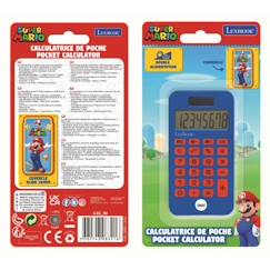 -Calculatrice de poche 8 chiffres avec couvercle de protection Super Mario