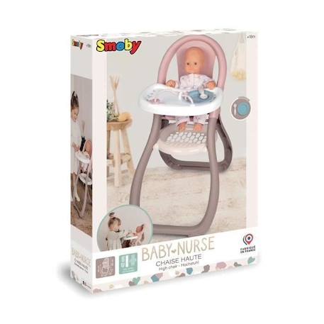 SMOBY - Baby Nurse Chaise haute pour poupon jusqu'à 42cm (non inclus) - Fabriqué en France ROSE 2 - vertbaudet enfant 