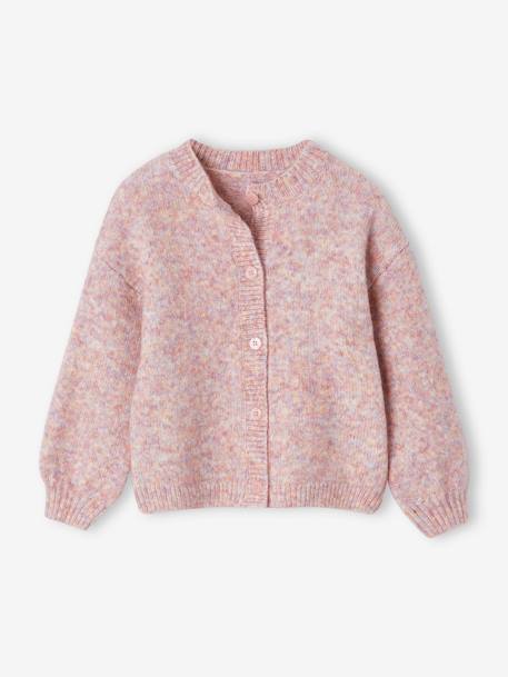 Gilet fille maille mousseuse gris chiné+rose chiné+vanille 9 - vertbaudet enfant 