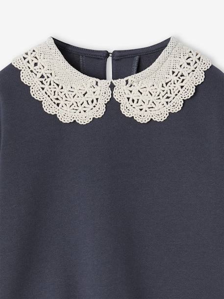 Sweat fille col fantaisie en macramé anthracite 4 - vertbaudet enfant 